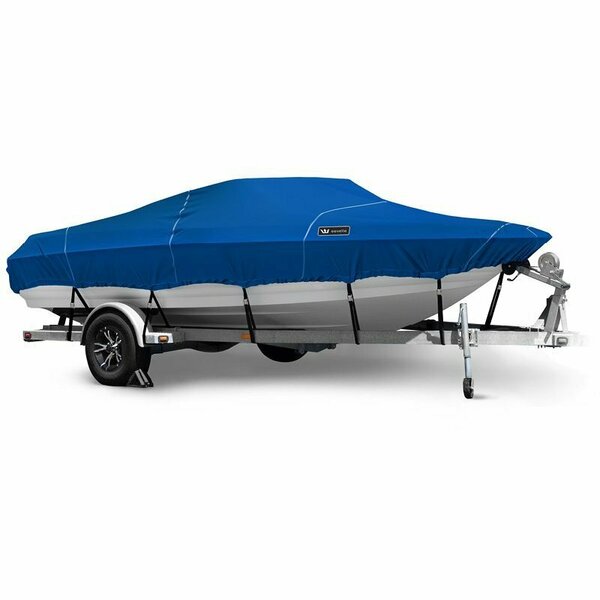 Eevelle Boat Cover FISH & SKI Walk Thru Windshield, Outboard Fits 26ft 6in L up to 102in W Royal SFVNWT26102B-RYL